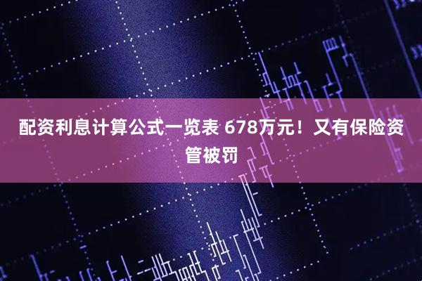 配资利息计算公式一览表 678万元！又有保险资管被罚